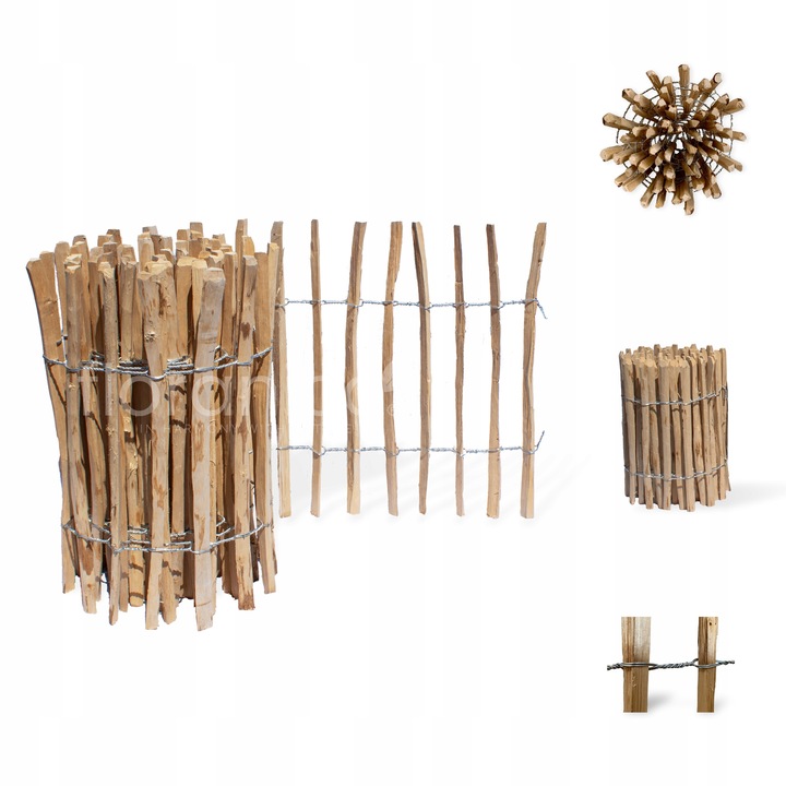 PŁOT DREWNIANY ogrodzenie leszczynowe - dł. 10 m x wys.60cm, rozstaw 4-6 cm