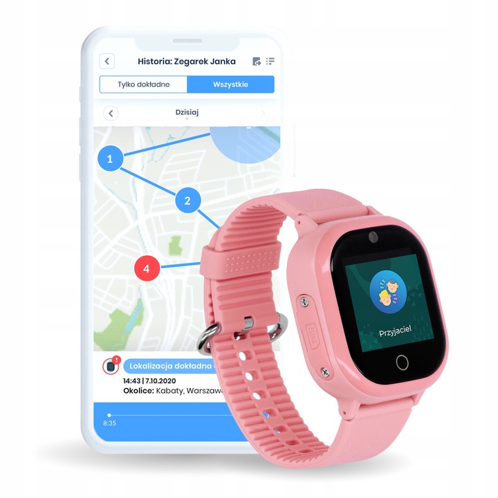 SMARTWATCH ZEGAREK DLA DZIECI GPS APP WIFI RÓŻOWY