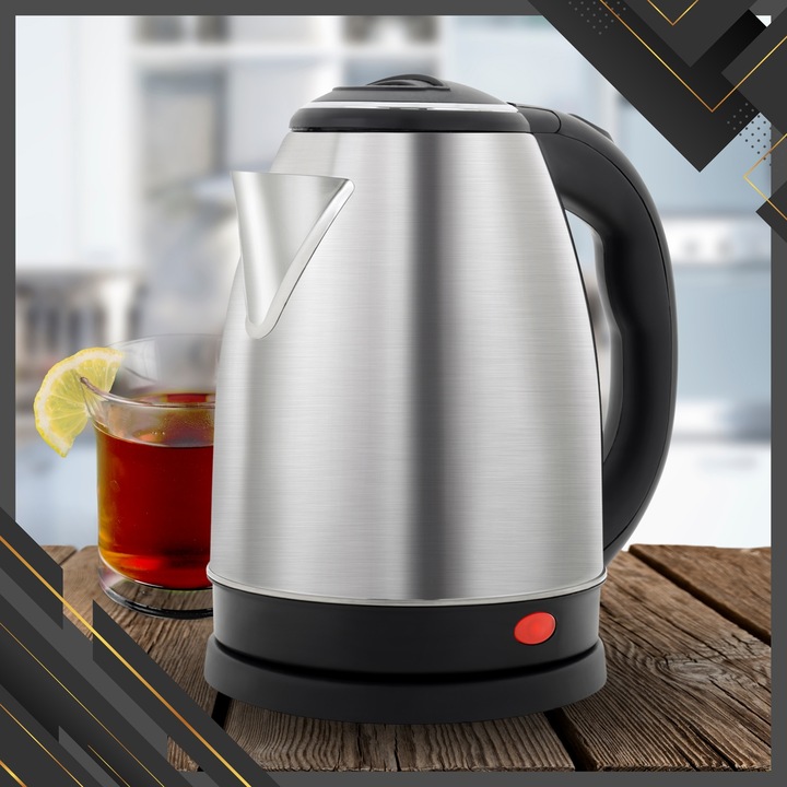 CZAJNIK ELEKTRYCZNY BEZPRZEWODOWY STALOWY DUŻY MOCNY SREBRNY 2200 W 1,8 L