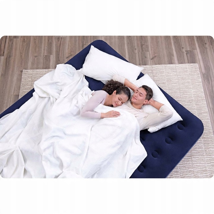 DUŻY MATERAC SZEROKI DMUCHANY 203 x 183 x 22 cm DWUOSOBOWY POMPOWANY