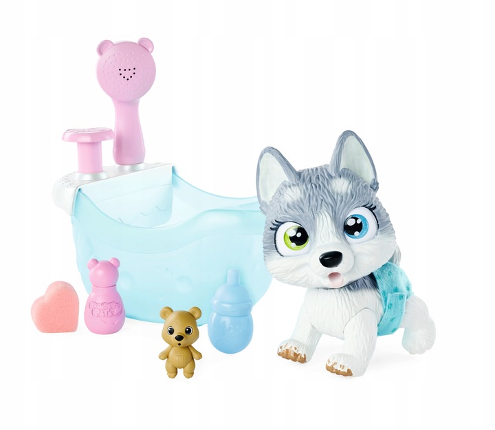 PAMPER PETZ INTERAKTYWNY PIESEK HUSKY PIJE SIKA ZESTAW Z WANNĄ I PRYSZNICEM