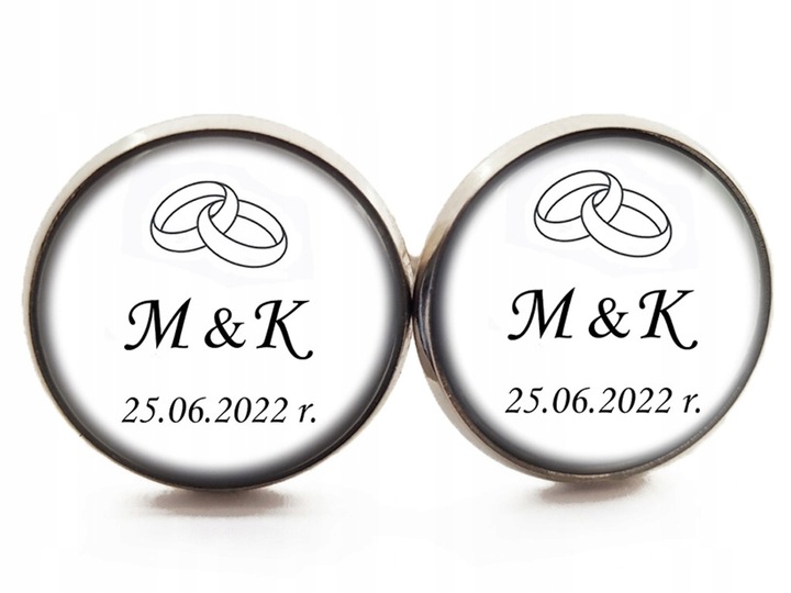 FINIA Spinki do Mankietów do z Datą Ślubu dla Pana Młodego Ślub Data