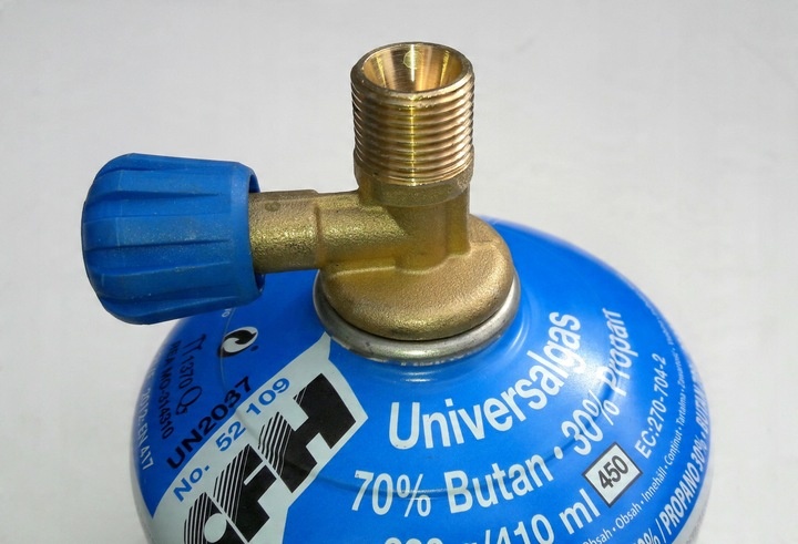 REDUKCJA DO NAPEŁNIANIA KARTUSZY Z ZAWORKIEM 7/16 - 3/8 PROPAN BUTAN