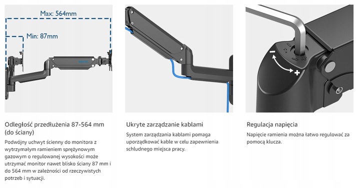 BONTEC GWM02 UCHWYT NA DWA 2 MONITORY 13-27" ŚCIENNY DO 8 KG