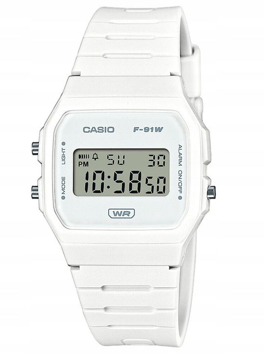 ZEGAREK MĘSKI CASIO F-91WB-7A klasyka retro elektroniczny biały