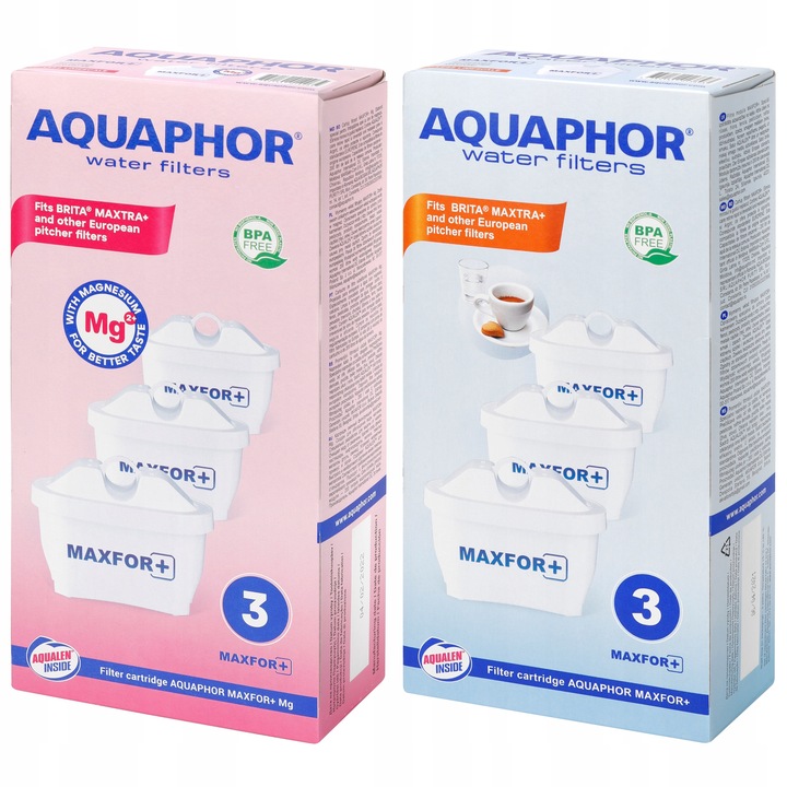 Zesatw 6 x Wkład filtr do wody AQUAPHOR 3x Maxfor+ i 3x Maxfor+ z magnezem
