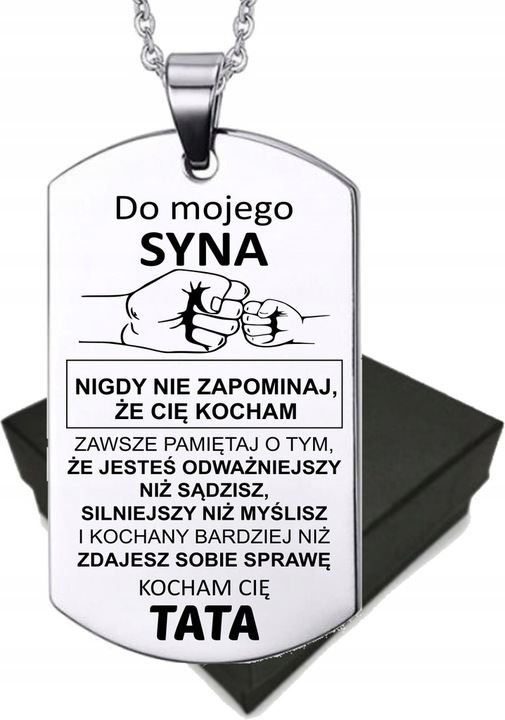 Naszyjnik Zawieszka stal z grawerem dla SYNA