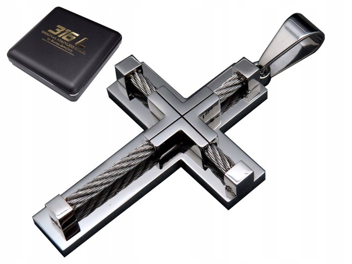 DUŻY KRZYŻ KRZYŻYK ZAWIESZKA NA ŁAŃCUSZEK STAL 316