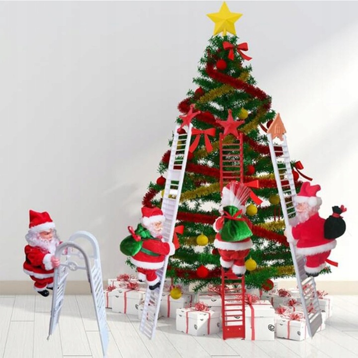 Elektryczna Drabina Wspinaczkowa Święty Mikołaj Świąteczna Figurka Muzyczna