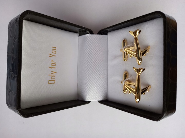 Złote spinki do mankietów Samolot Boeing 737 Lot