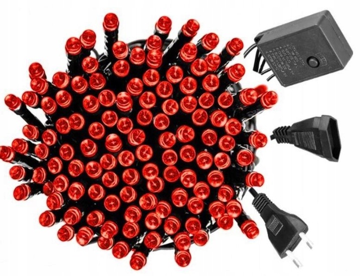 Lampki Choinkowe Świąteczne Czerwone 500 Led 40m Świąteczne Łańcuchy