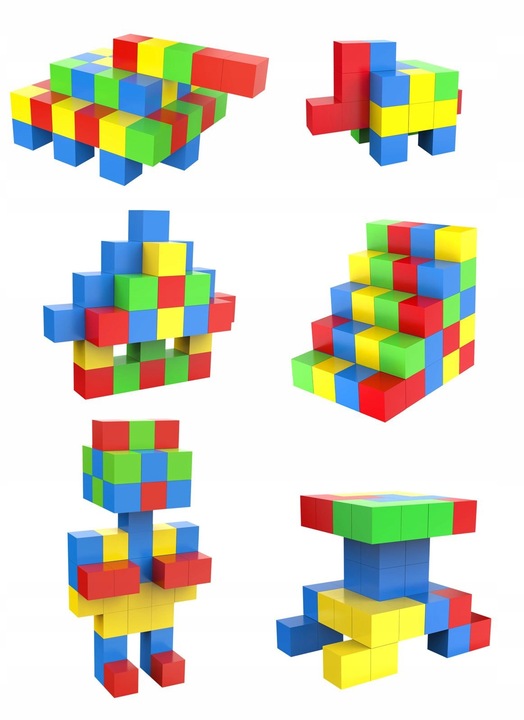 Klocki magnetyczne edukacyjne KOSTKI SZEŚCIANY Zestaw 64 el. magnesy