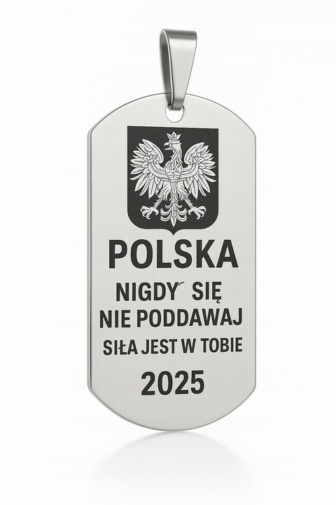 Srebrny łańcuszek męski nieśmiertelnik stal chirurgiczna 316L grawer