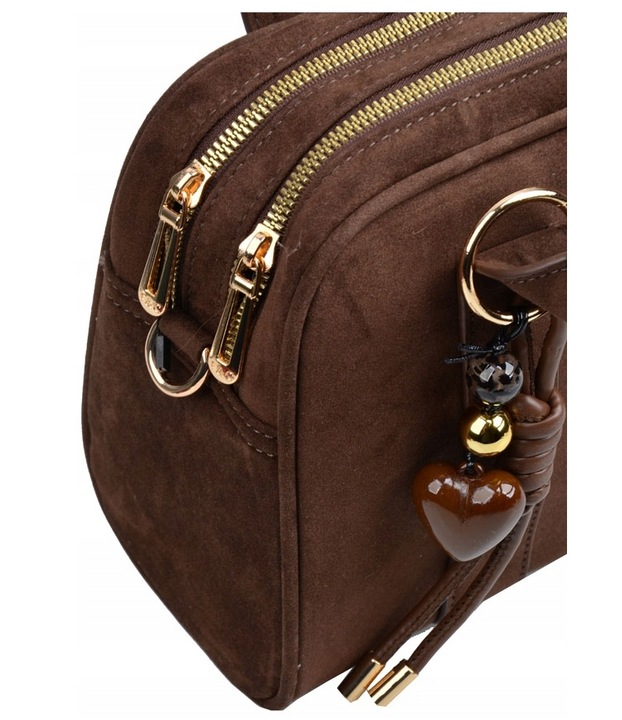 Flora&Co torebka kuferek zamsz CZEKOLADOWA elegancka CASUAL