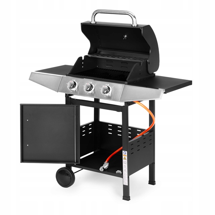 Grill gazowy ogrodowy 10.2 kW duży ruszt 3 palniki termometr reduktor Multi