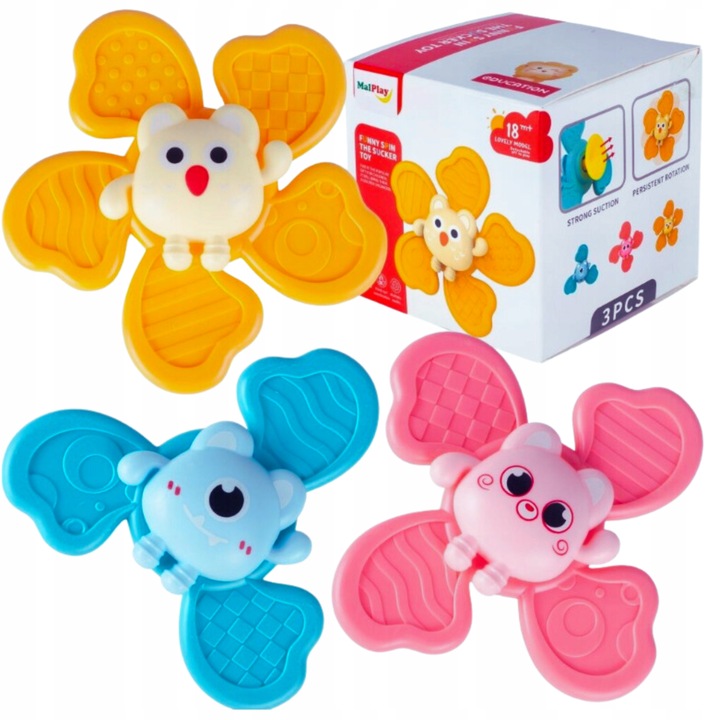 BOX ZESTAW ZABAWEK SENSORYCZNYCH 3W1 KACZKA PIŁKA SPINNER DLA NIEMOWLĄT