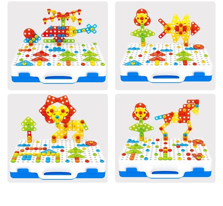 KREATYWNE PUZZLE KLOCKI KONSTRUKCYJNE 3D WKRĘTARKA WALIZKA 237 elem.