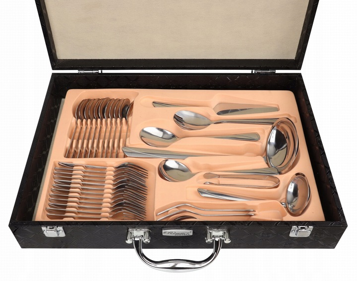 SZTUĆCE ZESTAW NA 12 OSÓB KOMPLET 72 elementy SREBRNE SZTUĆCÓW STALOWYCH