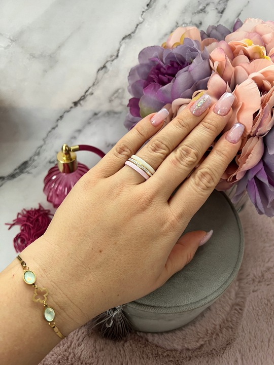 1520 Komplet 3 pierścionków ceramicznych CYRKONIE r 6/16mm sta