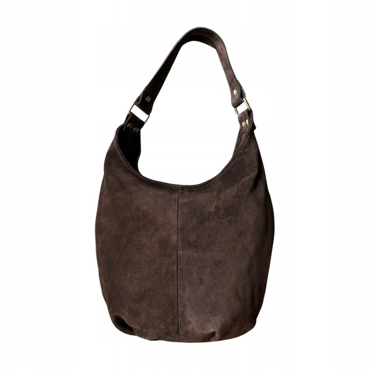 CZEKOLADOWA ZAMSZOWA TOREBKA WOREK BRĄZOWA TOREBKA ZAMSZ NATURALNY ZAMEK