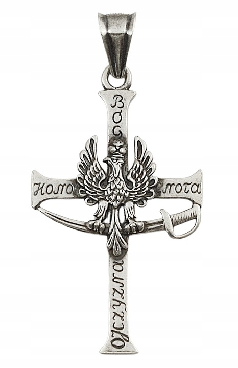 Srebrny Wisiorek Krzyżyk Patriotyczny Oksydowany pr 925