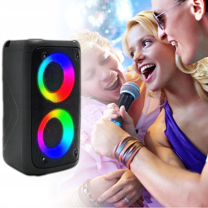 Głośnik Bluetooth Boombox Mobilny USB RADIO LED Bezprzewodowy Przenośny MP3