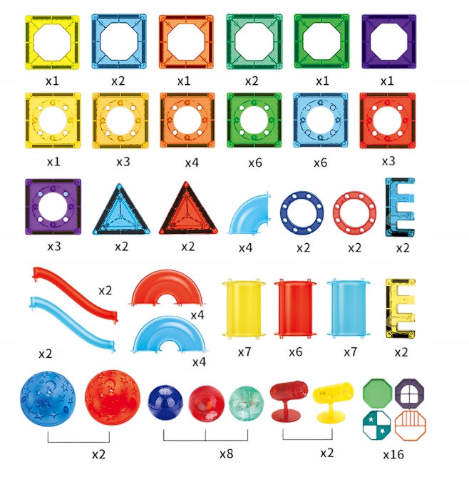 KLOCKI MAGNETYCZNE PANELE 110 EL DUŻY ŚWIECĄCY TOR KULKOWY DLA DZIECI
