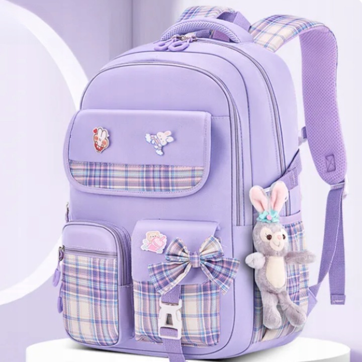 PLECAK SZKOLNY TORNISTER MŁODZIEŻ W KRATĘ POJEMNY DUŻY DO SZKOŁY KL. 4-6