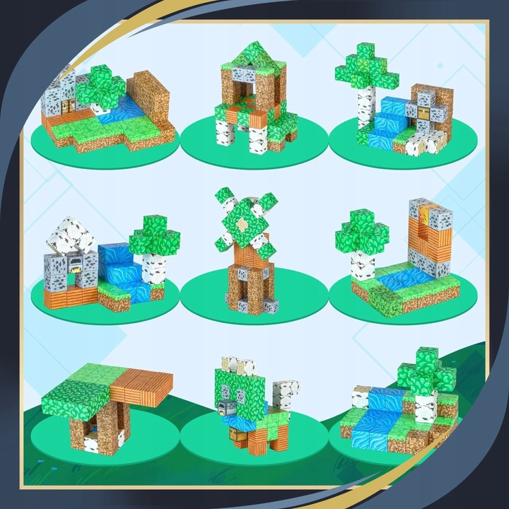 KLOCKI MAGNETYCZNE Sześciany Piksele Dla dzieci 200 KLOCKÓW + 2 LUDZIKI