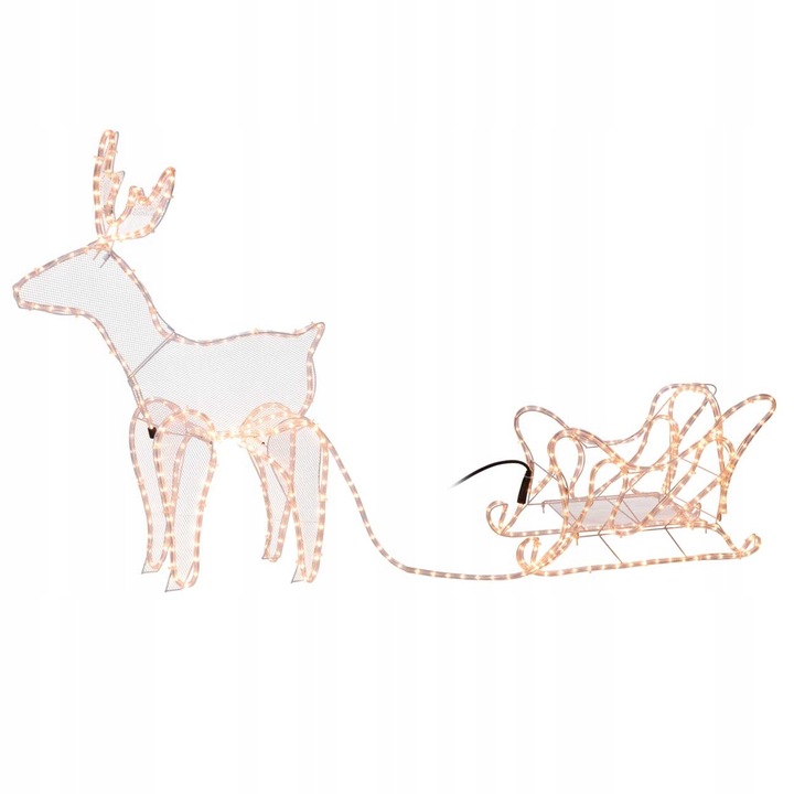 Renifer z Saniami 504 Led Zewnętrzny XXL ZAPRZĘG 230V Świecący Jelonek