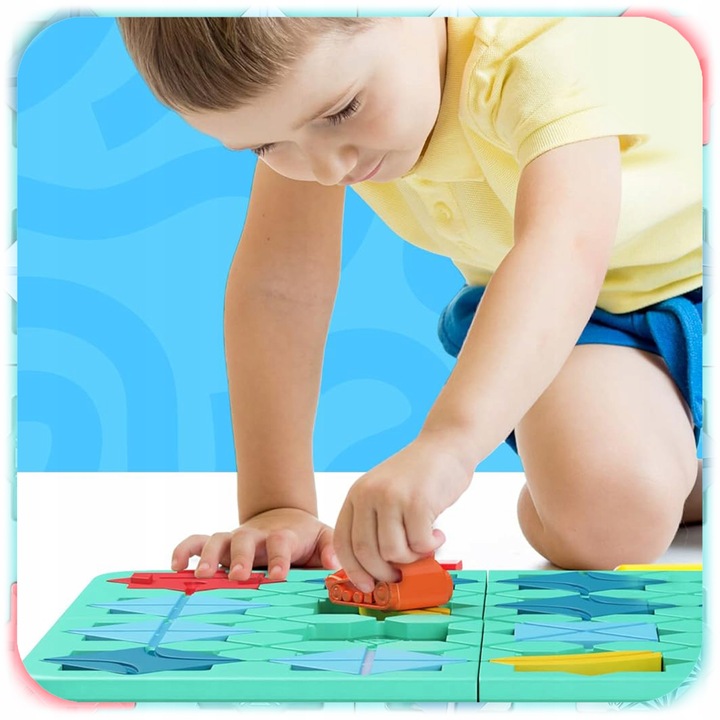 GRA LOGICZNA DLA DZIECI Układanka Labirynt Budowanie Drogi Klocki PREZENT