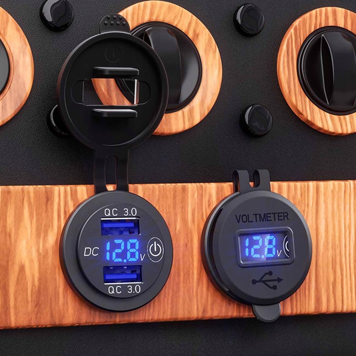 ŁADOWARKA SAMOCHODOWA 2xUSB QC3.0 WOLTOMIERZ DOTYK