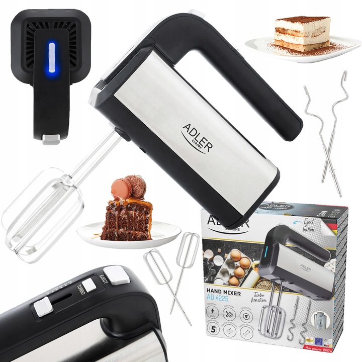 MIKSER RĘCZNY ROBOT KUCHENNY TURBO 800W 5 BIEGÓW