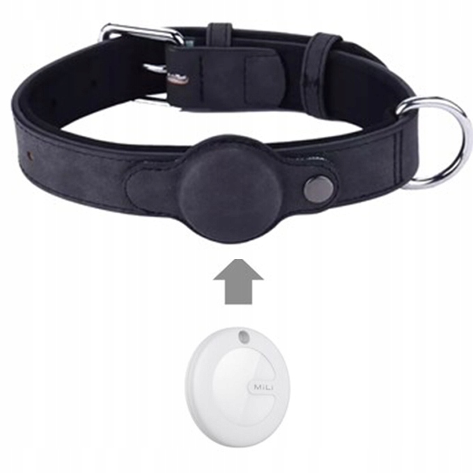 Obroża dla psa Mi Tag Lokalizator AirTag iOS Apple iPhone iPod roz.L Czarna