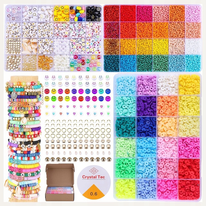 OGROMNY Zestaw do Robienia Biżuterii Bransoletek Literki Buźki Charmsy XXL