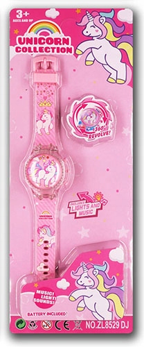 zegarek dziecięcy OBROTOWY dla dziewczynki UNICORN jednorożec MUSIC ŚWIATŁO