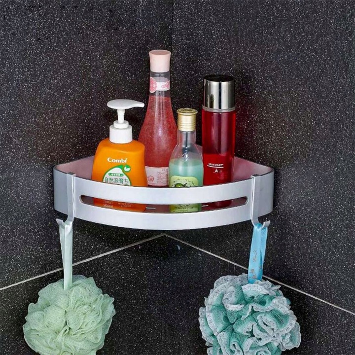 PÓŁKA ŁAZIENKOWA POD PRYSZNIC NAROŻNA SREBRNA ŚCIENNA PRYSZNICOWA KPL 2szt