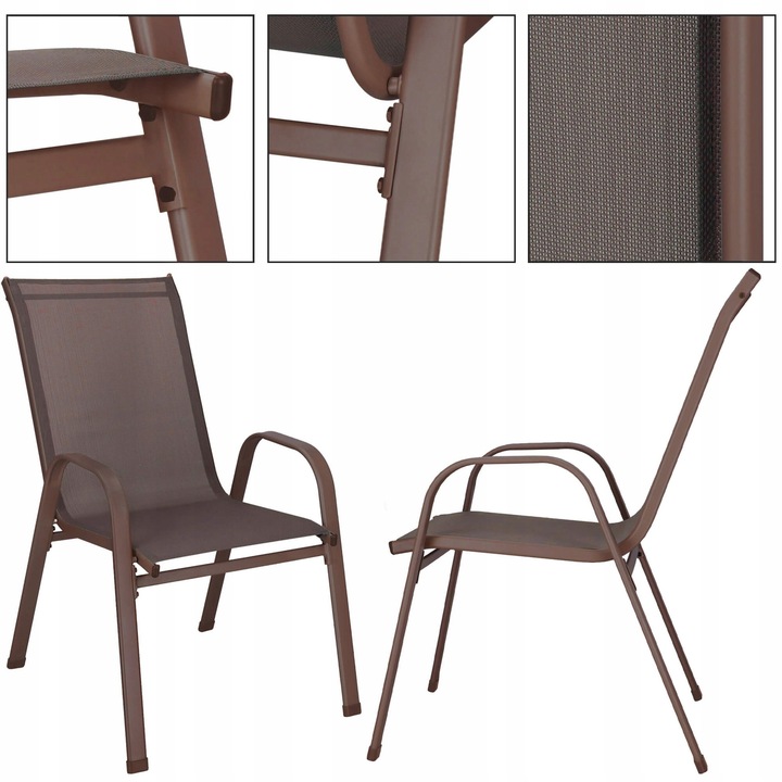 2szt. KRZESŁO OGRODOWE BALKONOWE FOTEL NA TARAS OGRÓD MOCNE BRĄZOWE ZESTAW