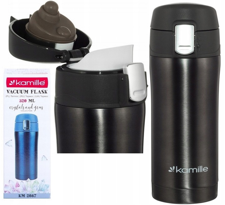 KUBEK TERMICZNY STALOWY TERMOS BIDON Z USTNIKIEM