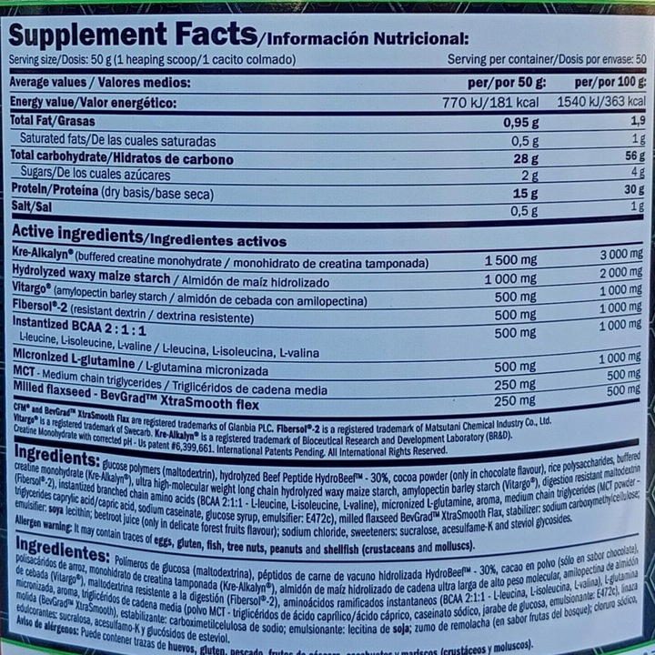 Gainer bez Cukru 5kg OptiMass Beef BCAA Glutamina Węglowodany Beef Protein