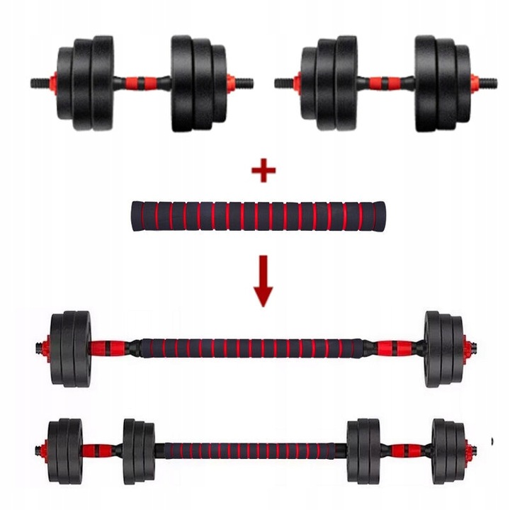 HANTLE REGULOWANE ZESTAW HANTLE DO ĆWICZEŃ 2x10KG 20KG SZTANGA + GRYFY