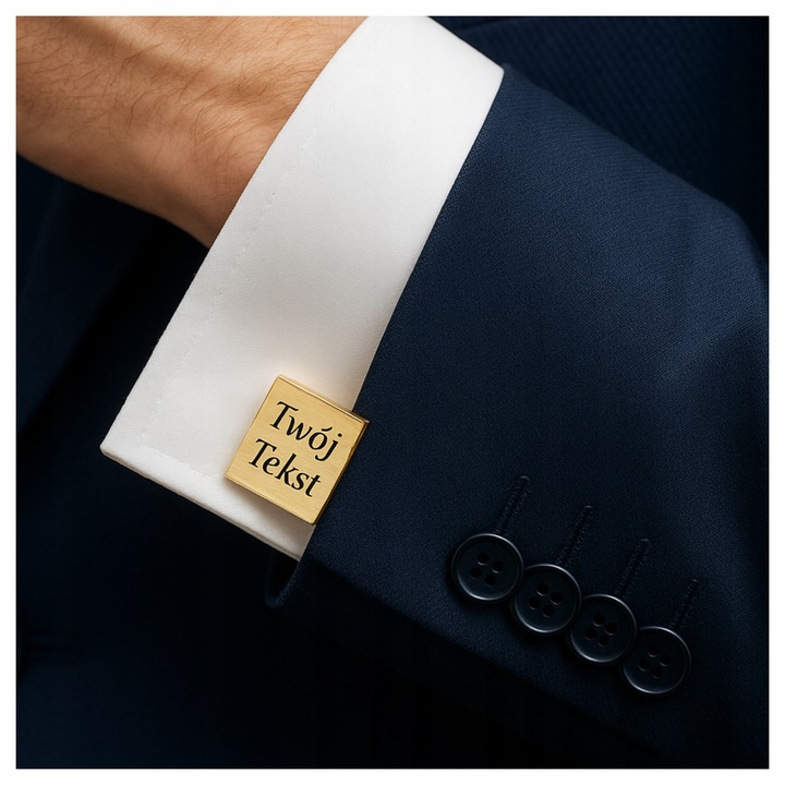 Spinki do mankietów koszuli z własną grafiką tekstem z grawerem na prezent