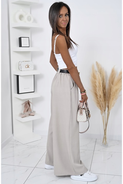 MODNE SPODNIE Z SZEROKĄ NOGAWKĄ I PASKIEM MICHELL! WZ.1