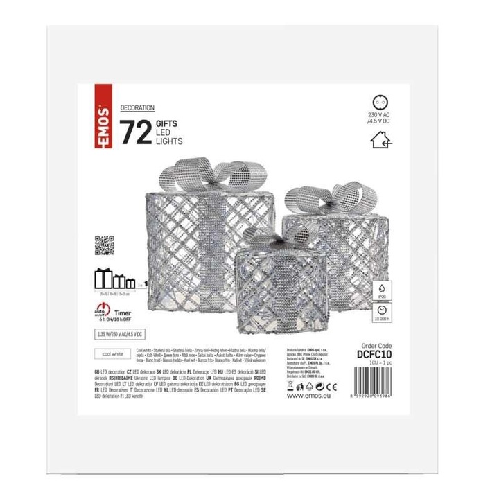 Prezent Świąteczny LED Dekoracja Świąteczna Podświetlany LED srebrny timer