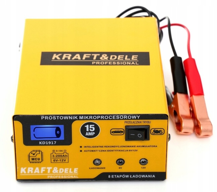 PROSTOWNIK DO AKUMULATORA AKUMULATORÓW 6/12V 15A AGM ŻEL SZYBKA ŁADOWARKA