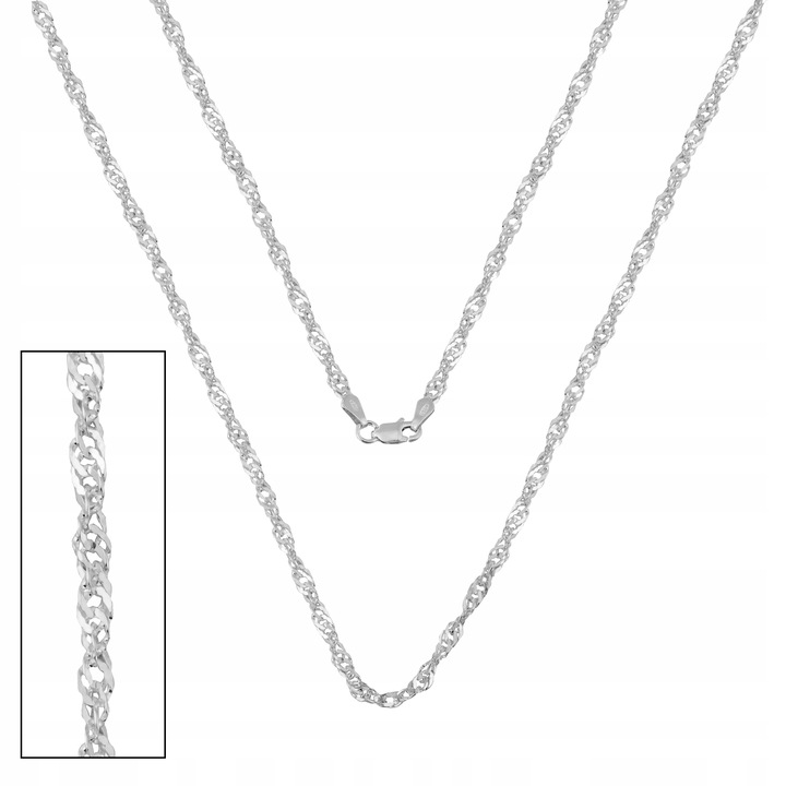 Łańcuszek srebro pr. 925 Naszyjnik Damski Srebrny SINGAPUR 50 cm x 3 mm