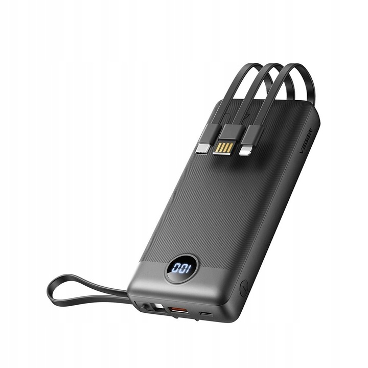 POWERBANK VEGER C20 BATERIA 20000mAh USB-C micro Lightning +wbudowany kabel