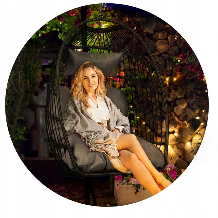 FOTEL OGRODOWY WISZĄCY + GRATIS SZARE PODUSZKI