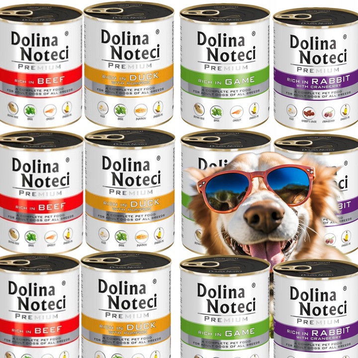 DOLINA NOTECI PREMIUM MIX SMAKÓW KARMA MOKRA PSA PSÓW 800g x 12 SZTUK