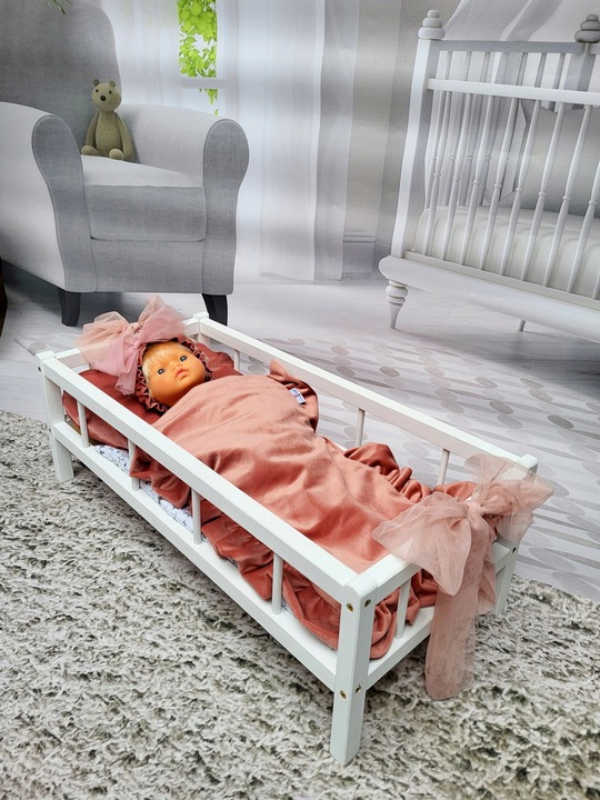 2w1 Łóżeczko – Kołyska XXL duże dla lalek z 3 elementową pościelą PL